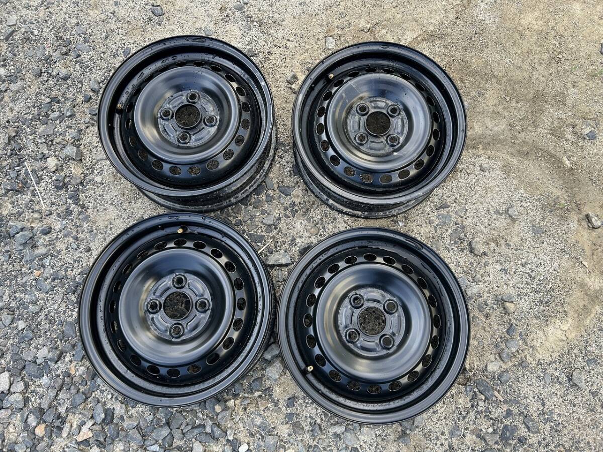【引取限定】 郡山発 N-WGN等に!! ホンダ純正カバー付 スチールホイール 14×4.5 +54 4穴 PCD100 4本 中古 売切!!拍卖