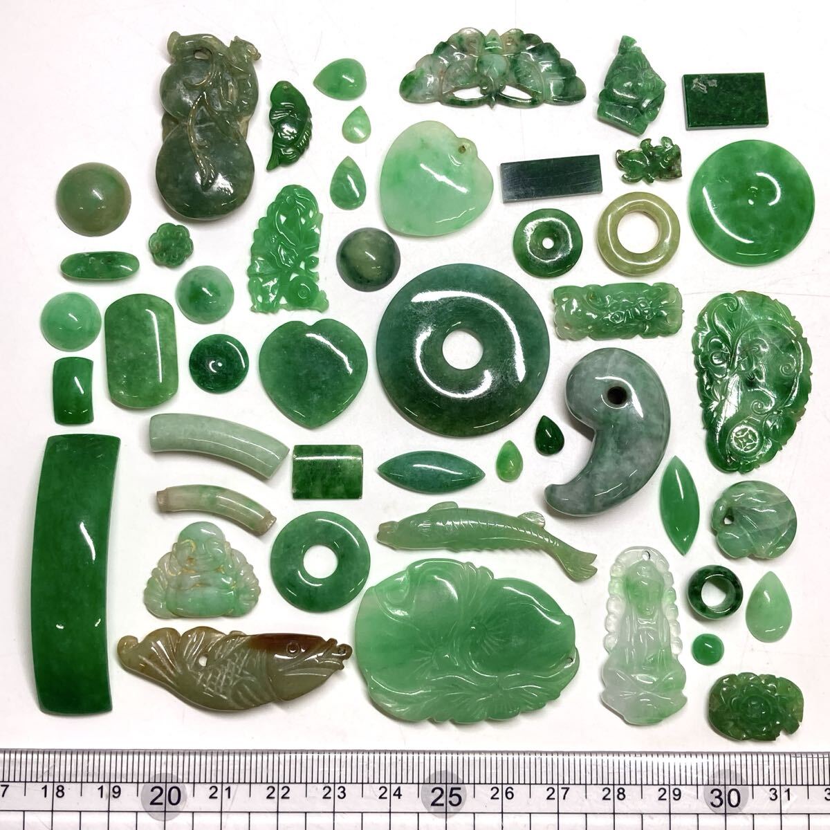 彫刻!!変形!!●天然本翡翠おまとめ501ct●a 約100.2g ルース 裸石 宝石 jewelry ジェイダイト jadite ヒスイ ひすい w3よ80拍卖