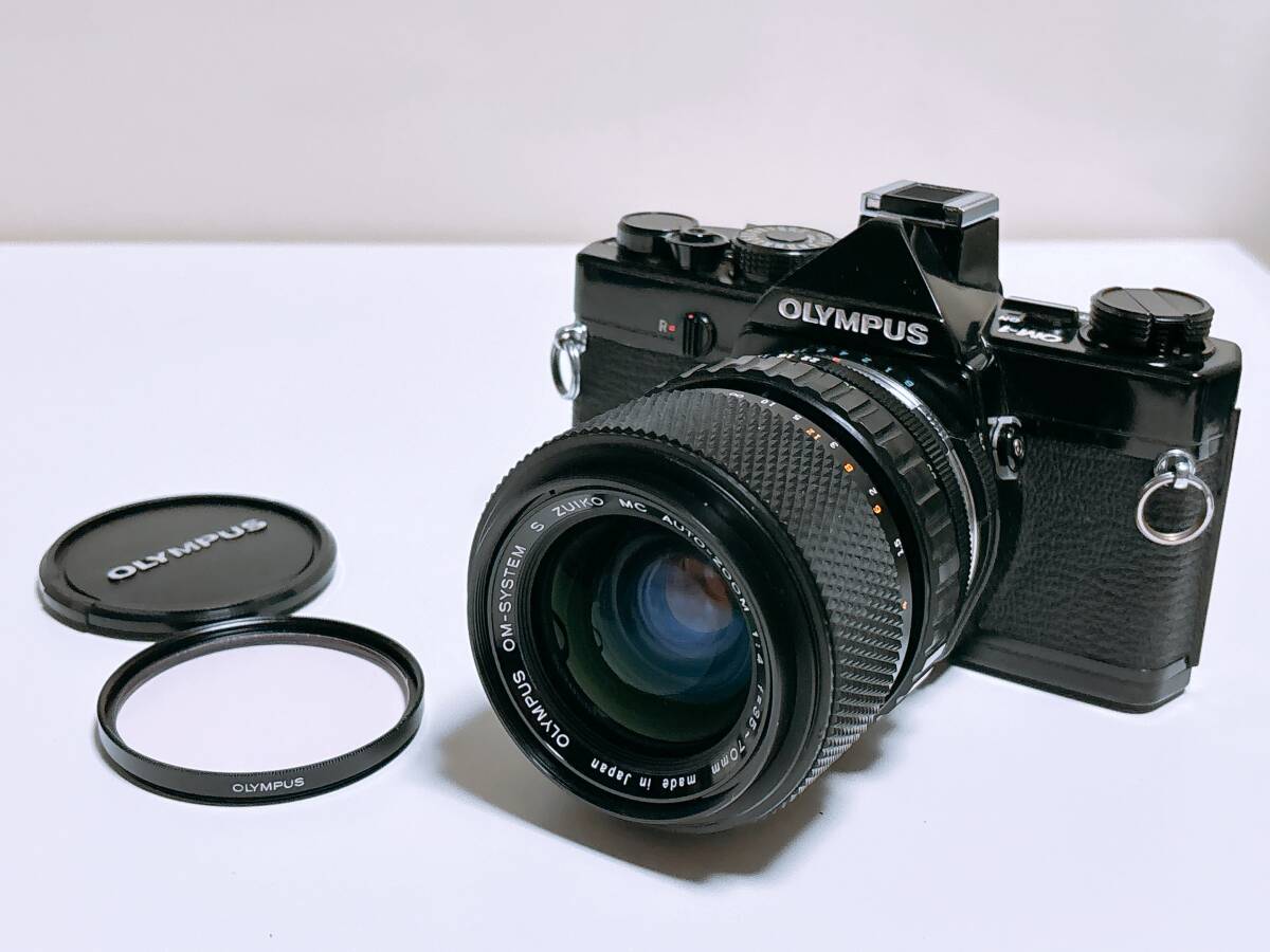 外観超美品 動作品 オリンパス OLYMPUS OM-1 ブラック フィルムカメラ 一眼レフ + S ZUIKO MC AUTO-ZOOM 35-70mm F4 レンズ拍卖
