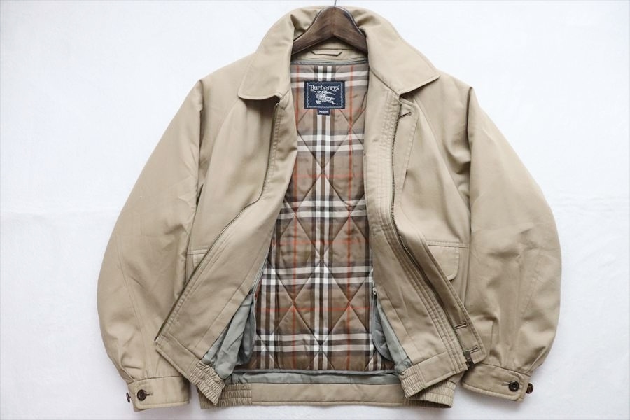 90s ヴィンテージ Burberrys バーバリー メンズ 裏ノバチェックライナー付き スイングトップ ジャケット ブルゾン M ベージュ拍卖