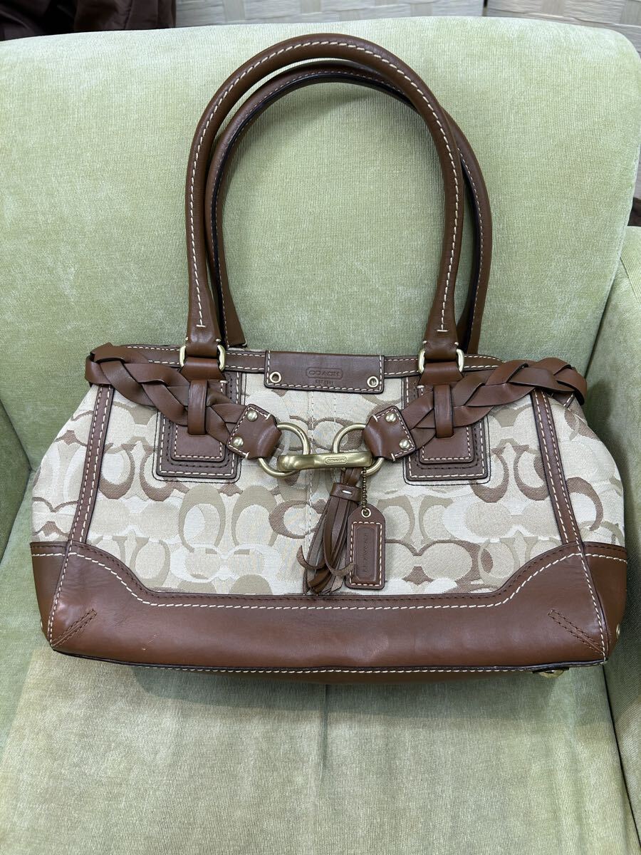 COACH コーチ キャリーオール トートバッグ ジャッキー レザー ブラウン 拍卖