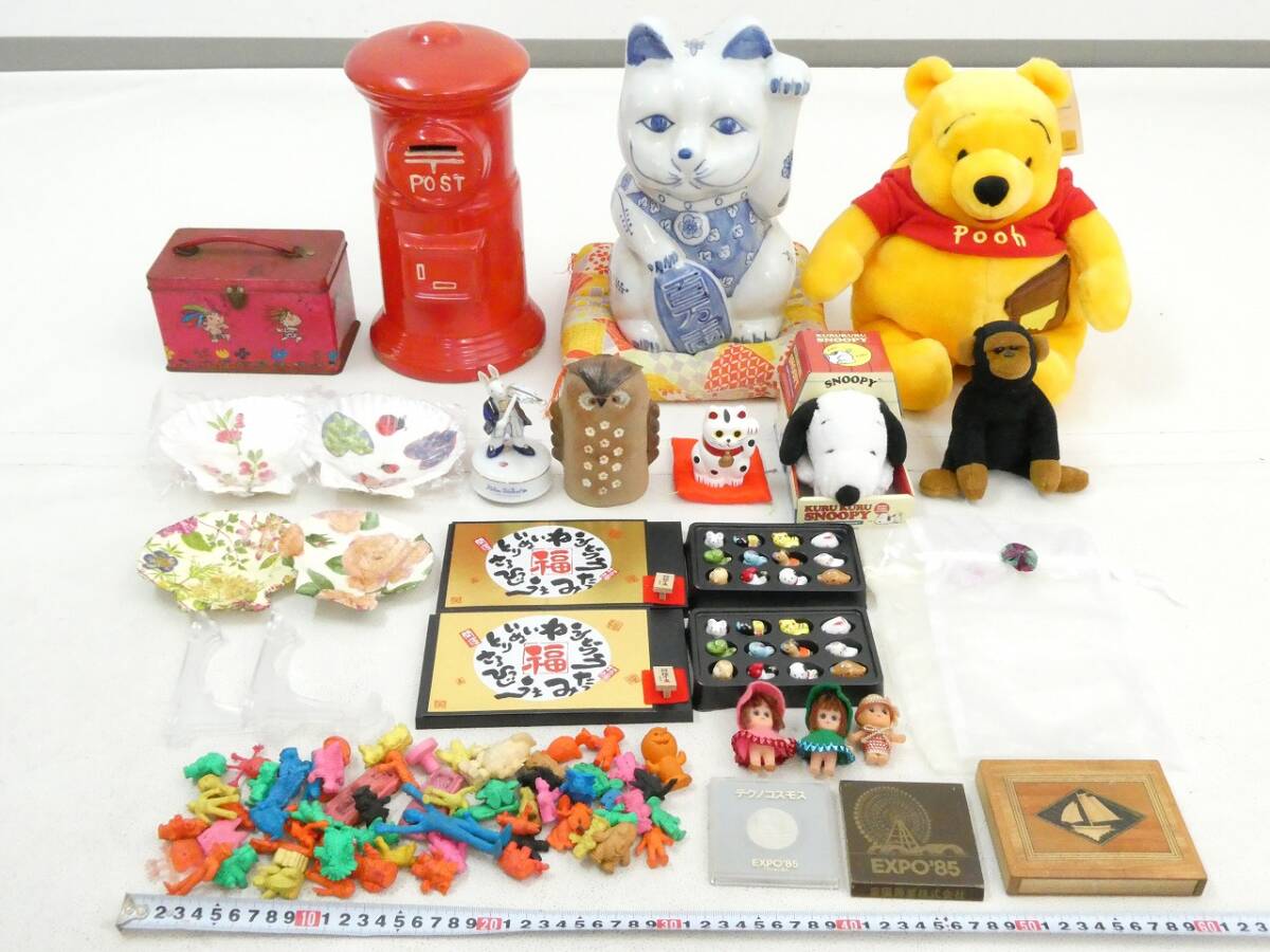 2607-0131●宝市/クマのプーさん/スヌーピー/十二支他/リュック/ぬいぐるみ/人形等/色々/置物/インテリア/まとめて(梱包サイズ120)拍卖