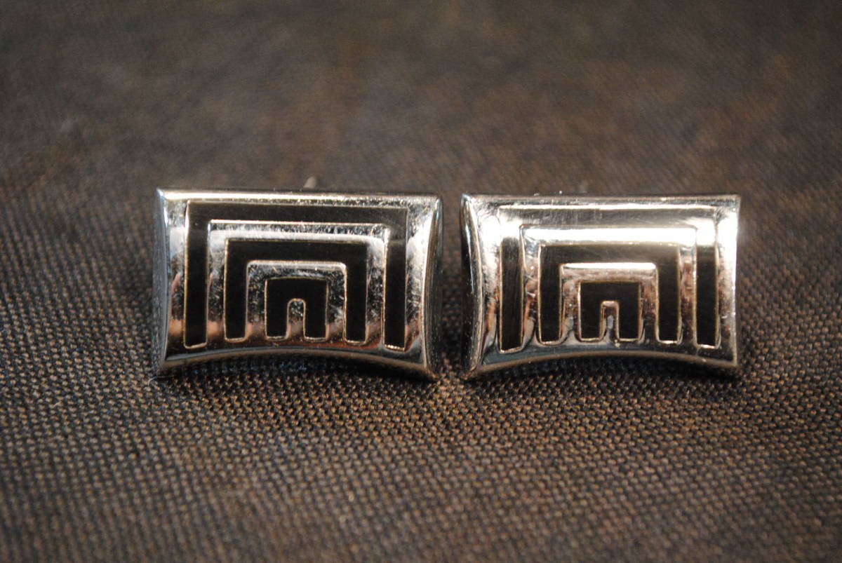 西ドイツ製 Made In W.GERMANY 三段積み橋桁透かし模様 銀メッキ カフス カフスボタン カフリンク 拍卖