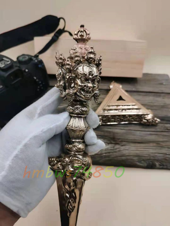 「密教法具 寺院仏具」 極上品 三面 金剛杵 プルパ 仏具 銅製 磨き仕上げ 高さ29cm 2.4kg拍卖
