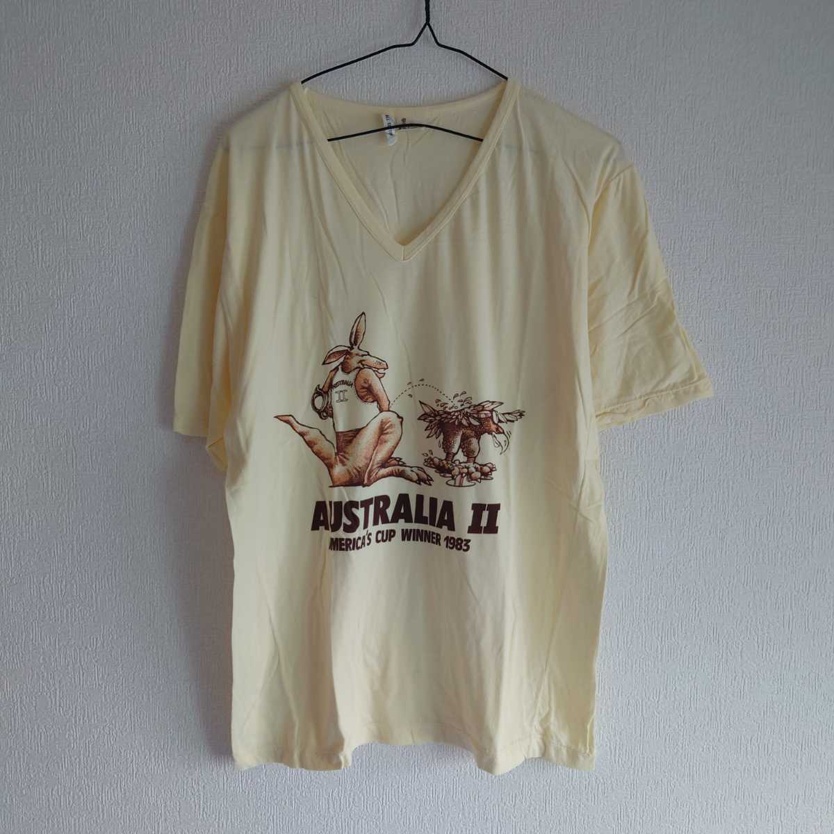 ARANKA Vネット Tシャツ オーストラリア古着 パロ カンガルー タカ くすみカラー 拍卖