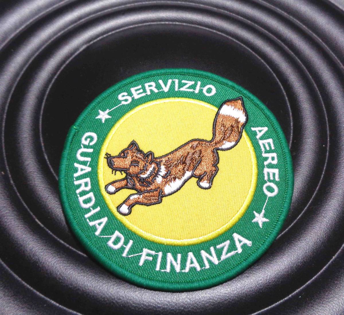 緑黄(円型)激シブ◆新品Servizio Aereo Guardia di FinanzaイタリアITALY 狐 キツネ  FOX 刺繍ワッペン◇サバゲー・ミリタリー拍卖