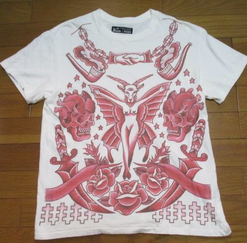 名作 日本製 the soft machine Tシャツ Mサイズ 白 ソフトマシーン 総柄 スカル 拍卖