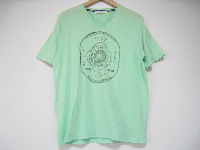 BEAMS LIGHTS ビームス ライツ トップス Tシャツ カットソー 半袖 Vネック 緑 グリーン Mサイズ 拍卖