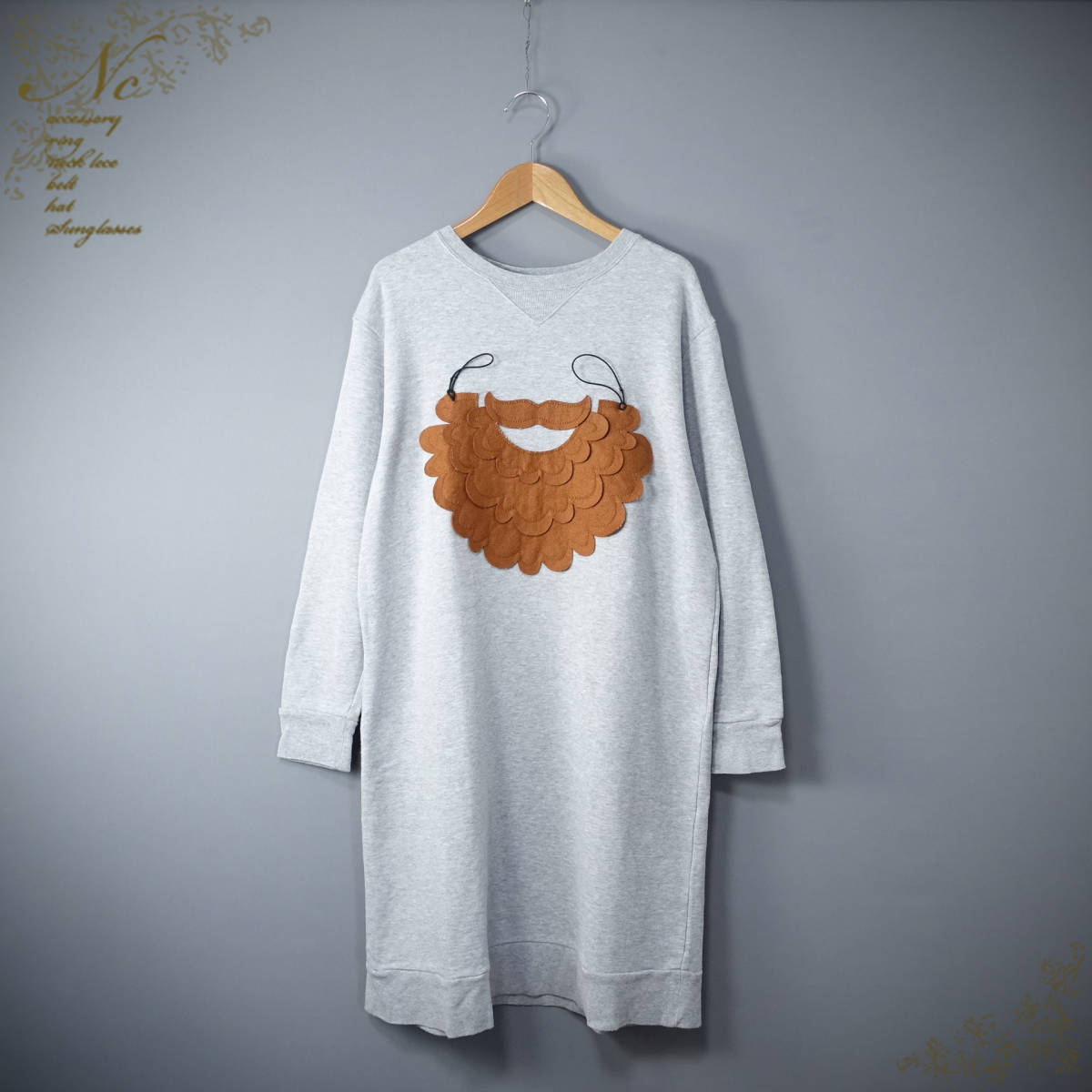 Ne-net/ネネット/2/ヒゲ柄スウェットワンピース/グレーMサイズ相当拍卖