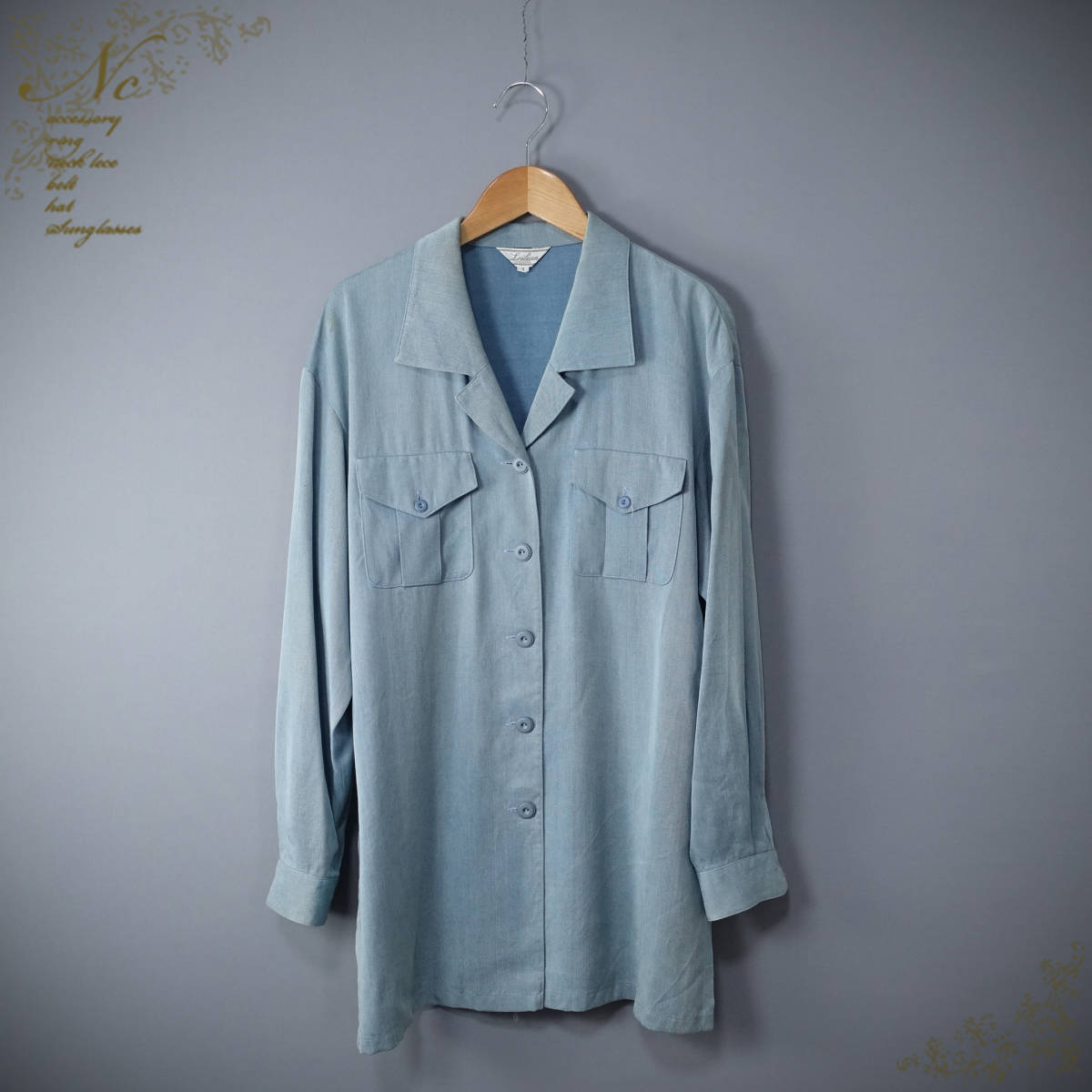 Leilian/レリアン/7/日本製デザインシャツ/ブルー青/Sサイズ相当拍卖