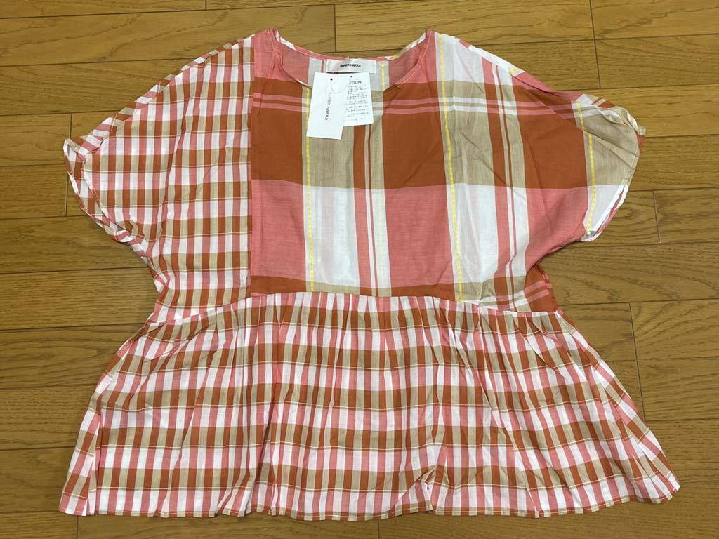 送料無料■タグ付未使用■SUPER HAKKA スーパーハッカ チェック 半袖 カットソー プルオーバー 日本製拍卖