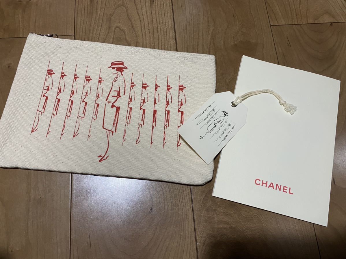 新品☆可愛い☆☆CHANELシャネル限定品レア希少コットンキャンバスポーチクラッチバッグハンドバッグ帆布マドモアゼルブックマークしおり拍卖