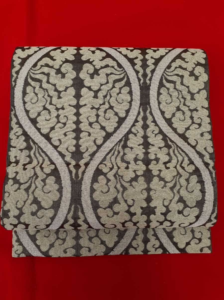 鋤帯55)六通柄袋帯 三越 和装小物 仕立て上がり 金糸 三越扱い 袋帯 210927拍卖