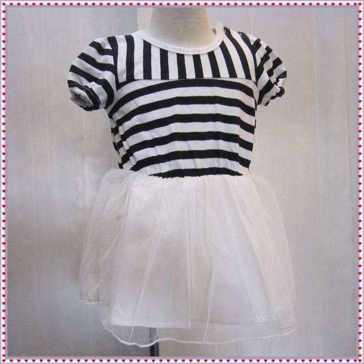 ☆【夏】【郵便(クリックポスト)対応】mia mail(ミアメール)ボーダー×レース ワンピース 150cm(06-3380)拍卖