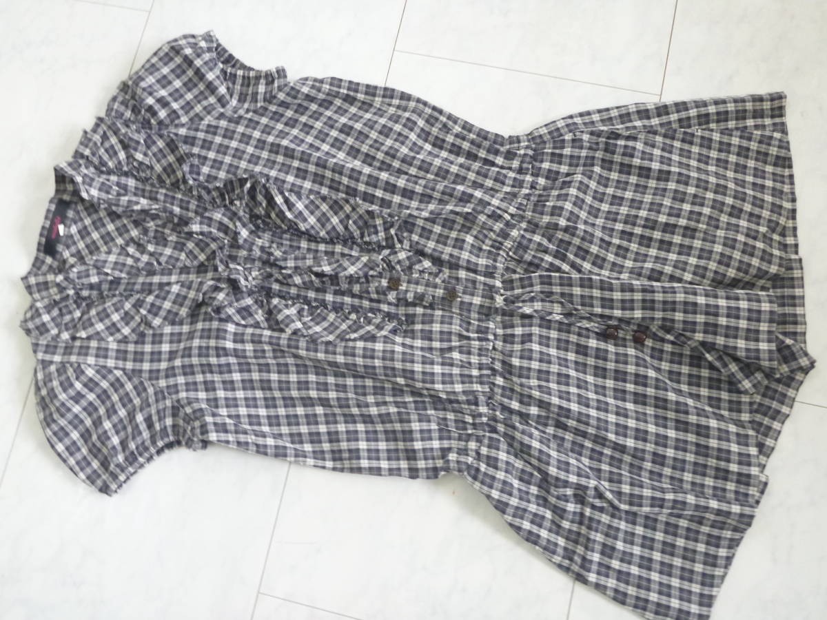 美品 rosebullet(ローズブリット) ★ オンワード樫山 グレー系チェック柄 オールインワン 160相当拍卖