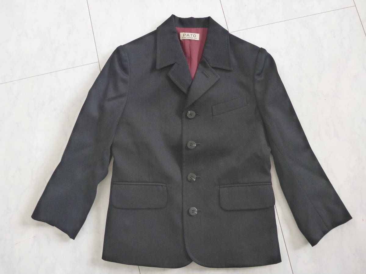 新品同様 PATO ★黒 日本製 上質仕立て フォーマル ジャケット キッズ 男の子 120拍卖