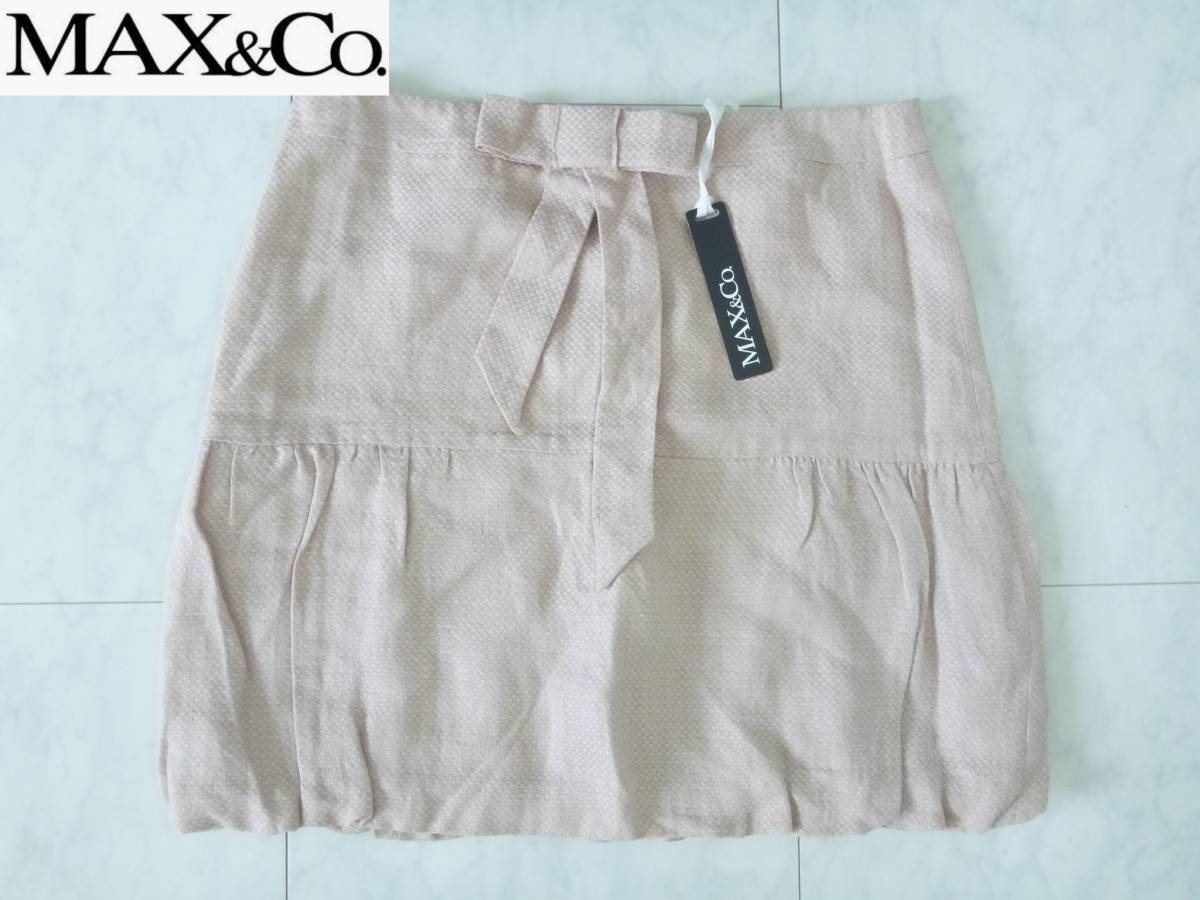 新品 Max&Co. マックス&コー マックスコー ★ピンクベージュ ウエストリボン ミニ スカート 40 L相当拍卖