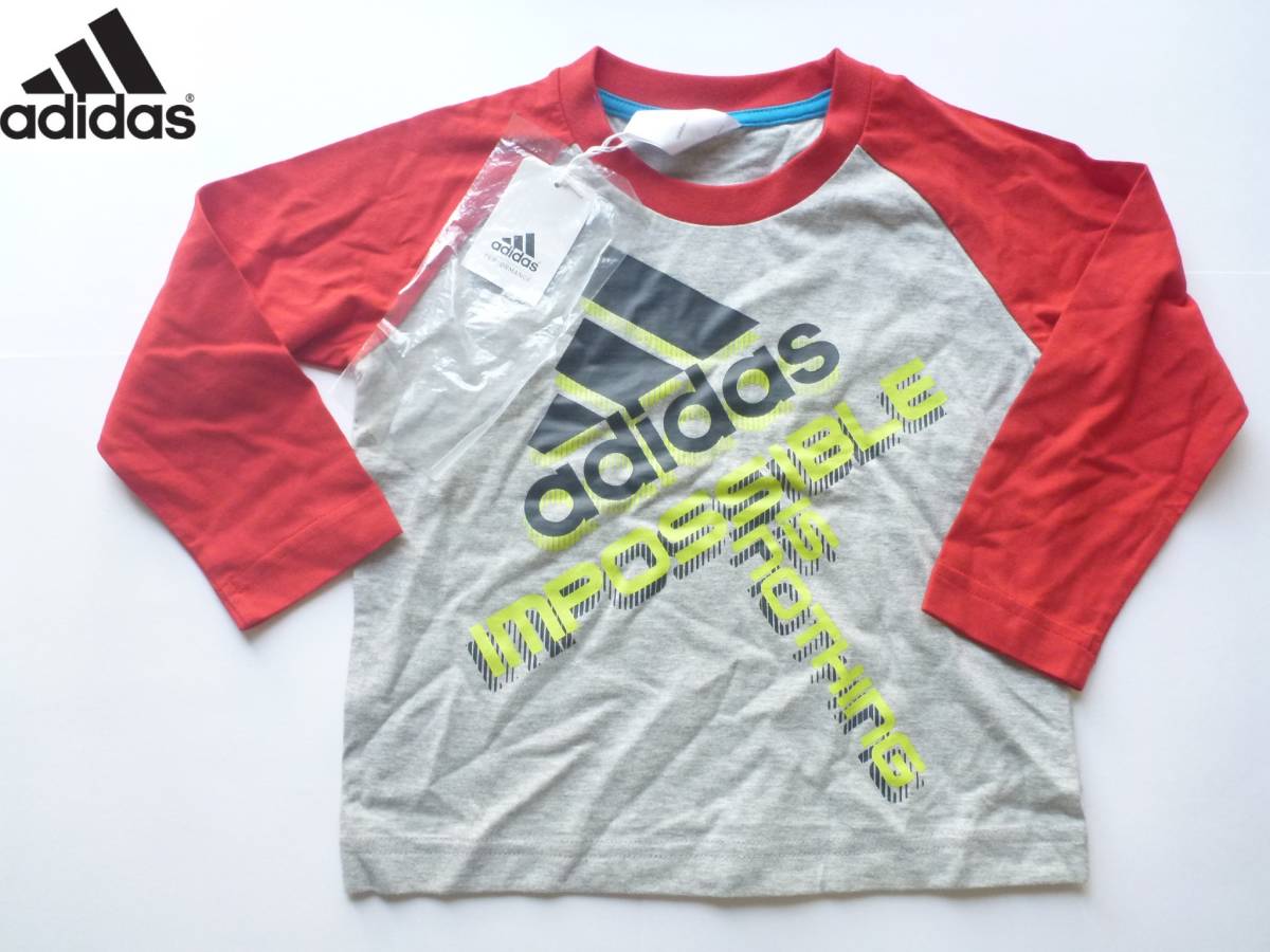 新品 adidas アディダス ★ 赤×グレー 長袖 Tシャツ 100拍卖