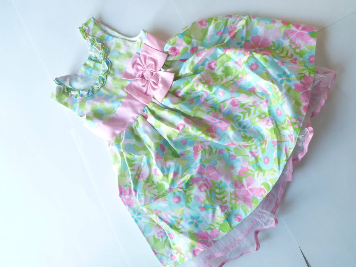 新品 JonaMichelle ジョナミッシェル ★ピンク×水色×黄緑 ワンピース ドレス 100 110 結婚式 発表会拍卖