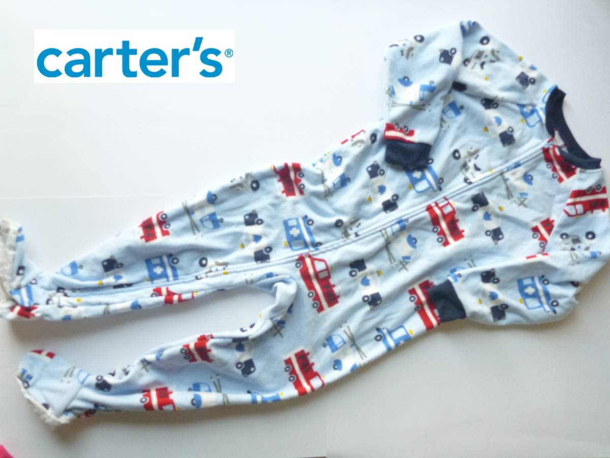 carter's カーターズ ★フリース素材 足まですっぽり 水色 ヘリコプター 100~110相当拍卖