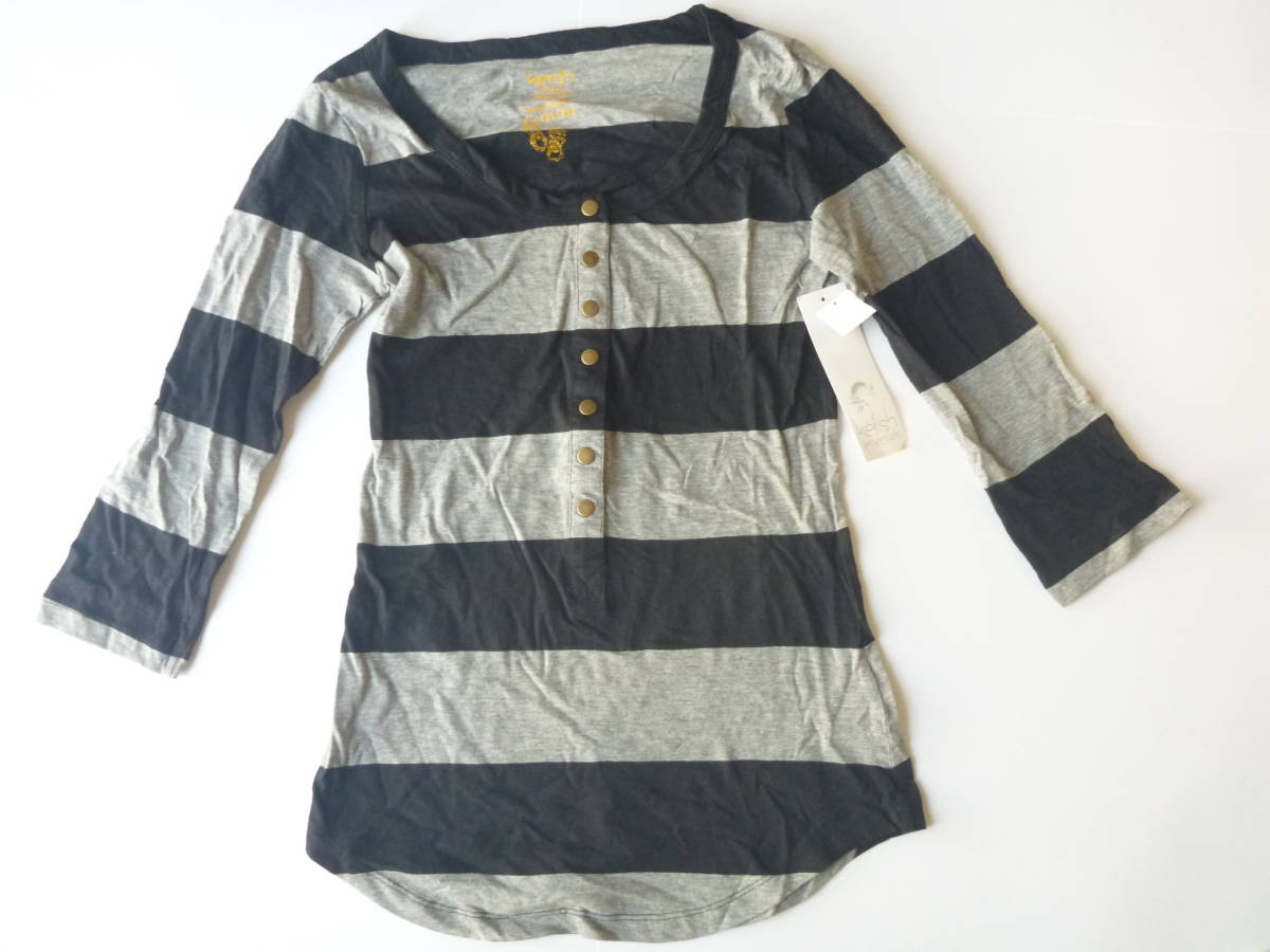 新品 kersh ★ 黒×グレー ボーダー カットソー S相当拍卖