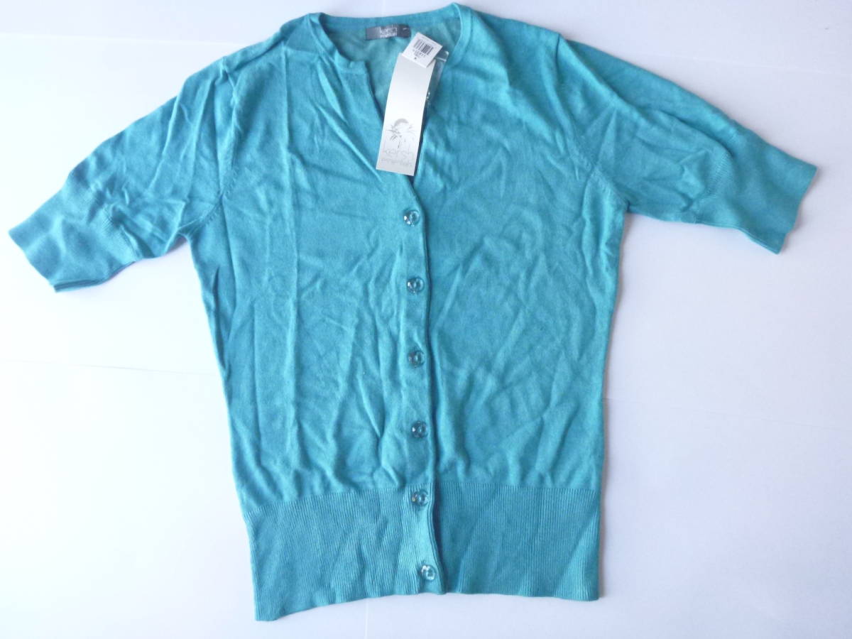 新品 kersh ★緑 グリーン 袖ボタン デザイン 半袖 セーター M拍卖