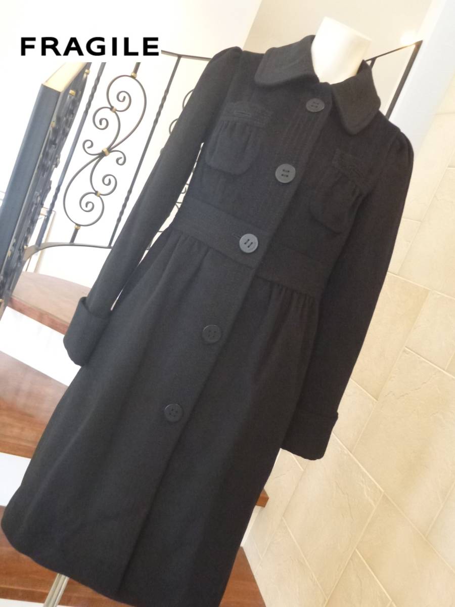 7万 新品同様 FRAGILE フラジール 黒 ブラック ワンピースコート 38 M相当拍卖