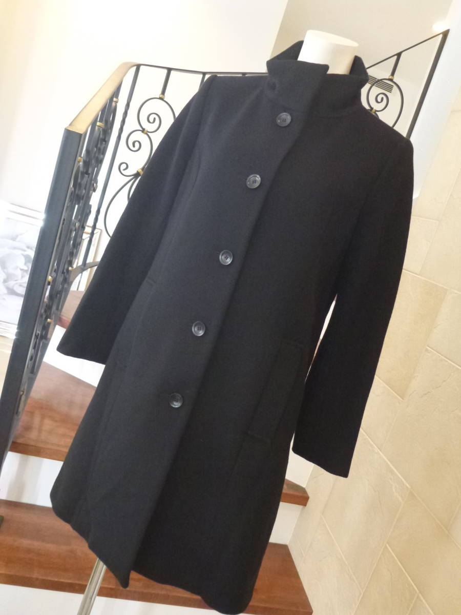 6万 美品 MICHEL KLEIN ミッシェルクラン 黒 ブラック スタンドカラー シンプル コート 38 M相当拍卖