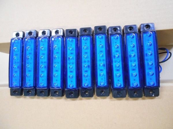 ★ 送料無料★ 新品:赤色/レッド 汎用 サイドマーカー車高灯 ランプ 6LED 10個セット 24V デコトラ 6LED-青 【A-1】拍卖