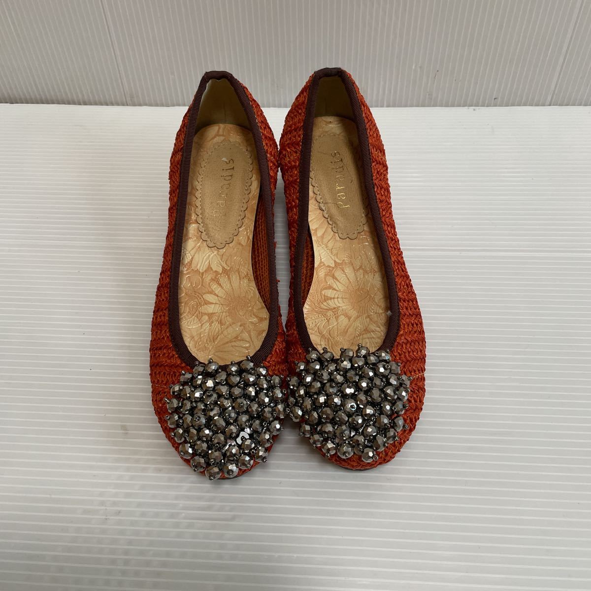 未使用■paradis ビジューメッシュ ローヒールパンプスM 幅広の方にも!拍卖