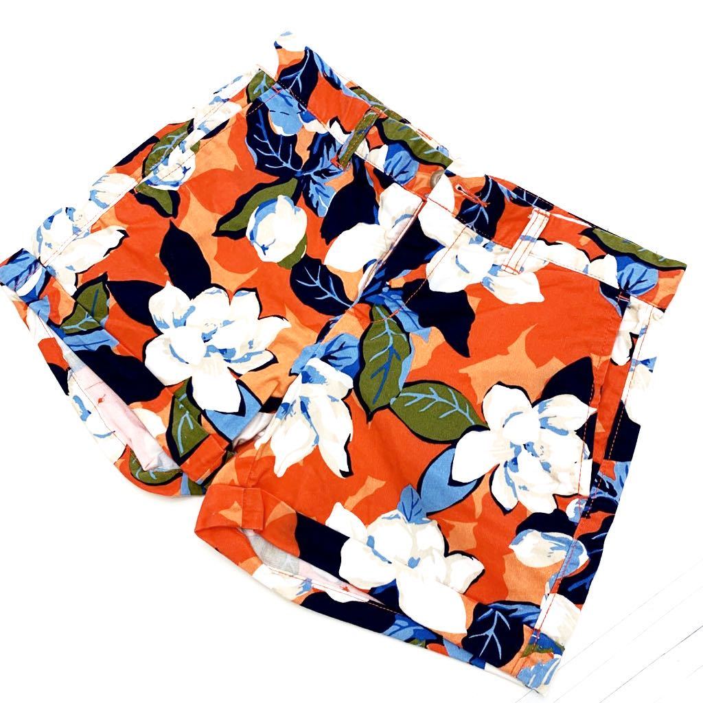 ギャップ GAP ショートパンツ コットンハーフパンツ ミニ丈 短パン ショーパン W61 レディース オレンジ ボタニカル柄 花柄■Ja2217拍卖