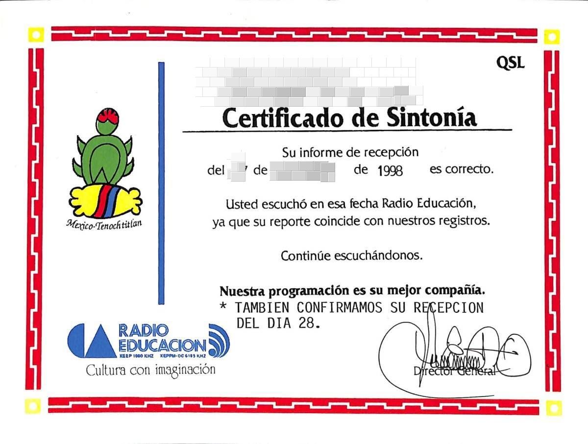 BCL★難局★入手困難★希少ベリカード★XEEP★ラジオ・エデュケーション★RADIO EDUCACION★中米★メキシコ★1998年拍卖