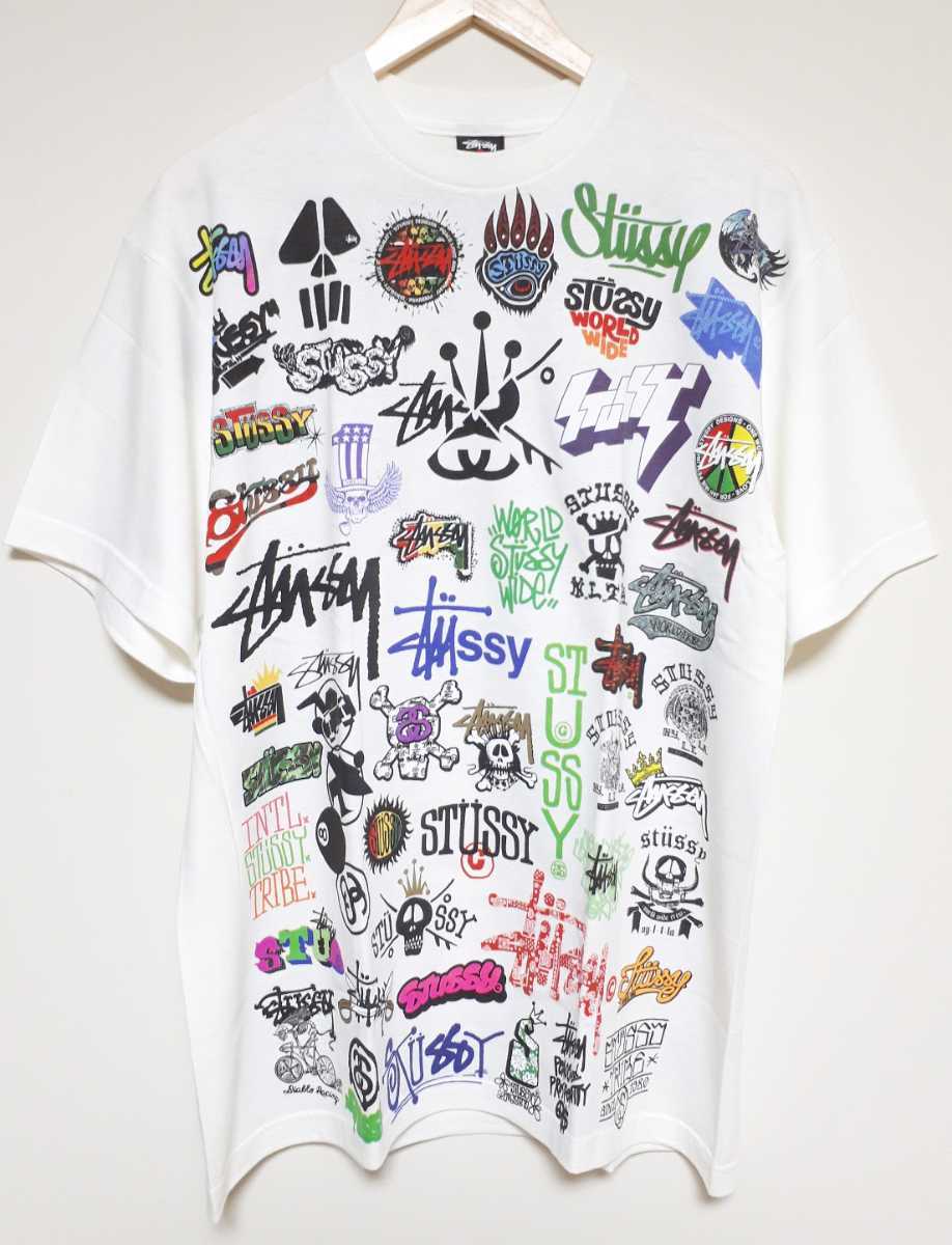 超稀少 アート ディスプレイ Stussy All Logo Tee L ステューシー 歴代 ロゴ プリント Tシャツ アーカイブ 未使用 新古品 デッドストック拍卖