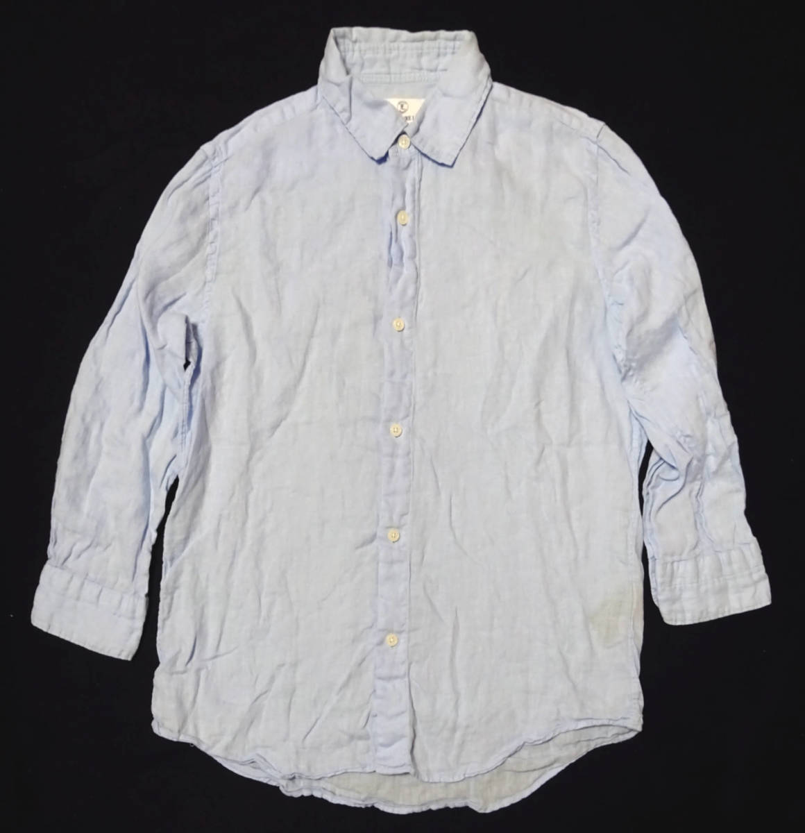 ●nano universe The 1st. Floor ザファーストフロアー/ 7分丈シャツ・リネンシャツ・ライトブルー・サイズM / USED拍卖