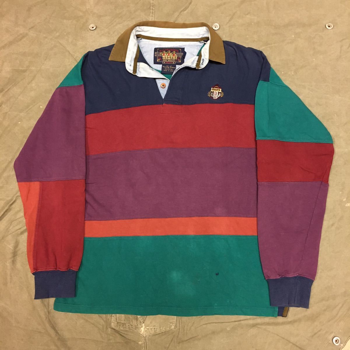 希少 80's CHAPS RALPH LAUREN ラルフローレン ラガーシャツ M 長袖 POLO マルチカラー ヴィンテージ 80年代 90年代拍卖