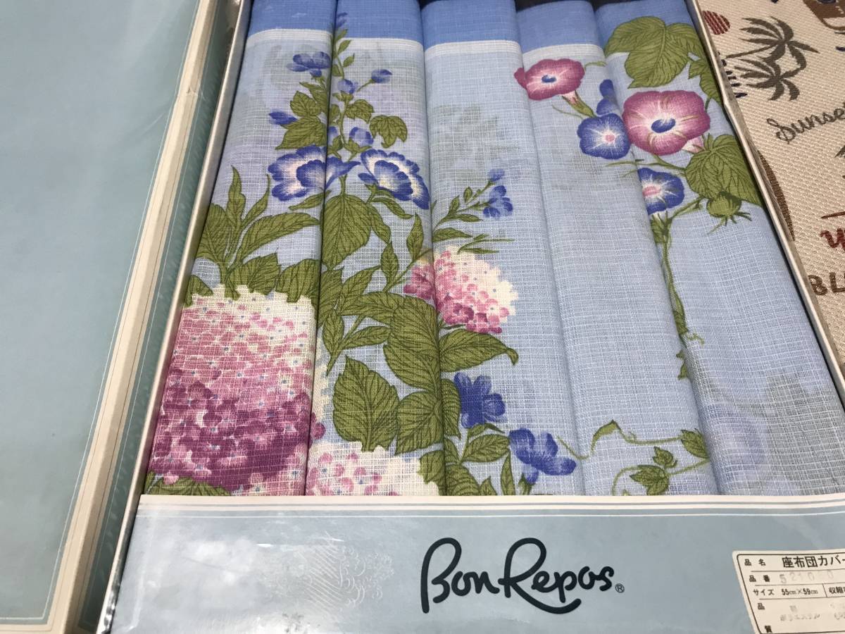 未使用!Bon Repas 座布団カバー 花柄 5枚 朝顔など花柄拍卖