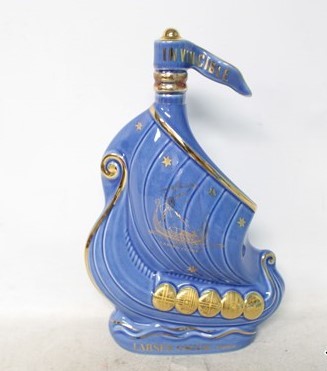 ラーセン ヴァイキング シップボトル 青陶器 コニャック ブランデー 700ml 40%-X99-44拍卖