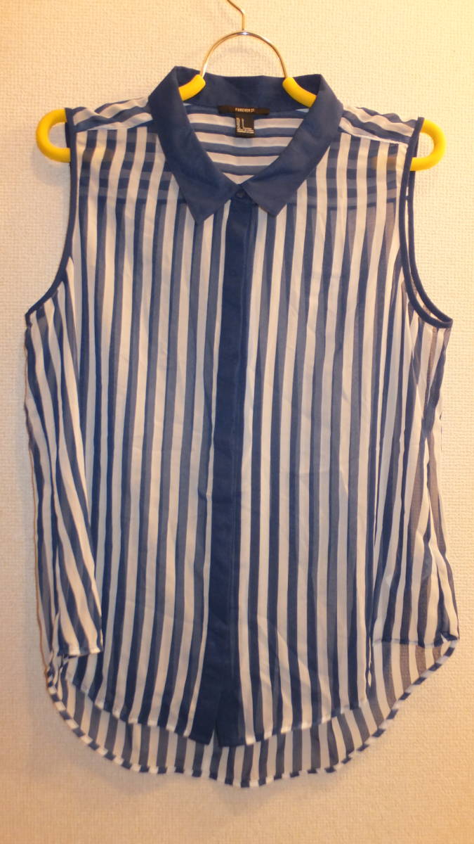 ★FOREVER21★Ladies tops Size L フォーエバー21 レディーストップスサイズL USED IN JAPAN ストライプ しましま拍卖