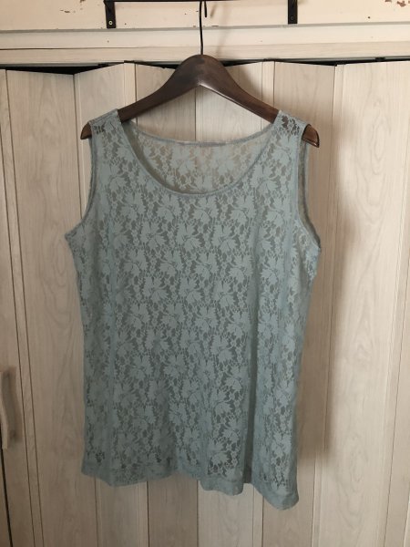 ◆ブルーの花柄総レースタンクトップ◆x拍卖