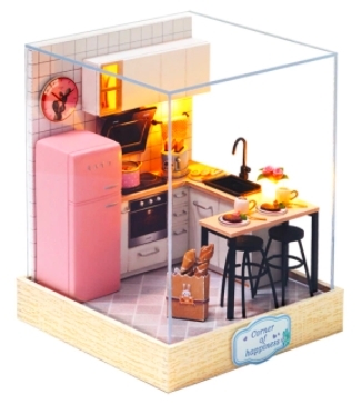 ドールハウスの家具diyミニチュア3D木製miniaturasドールハウスのおもちゃ子供の誕生日プレゼントカサ子猫日記 8拍卖