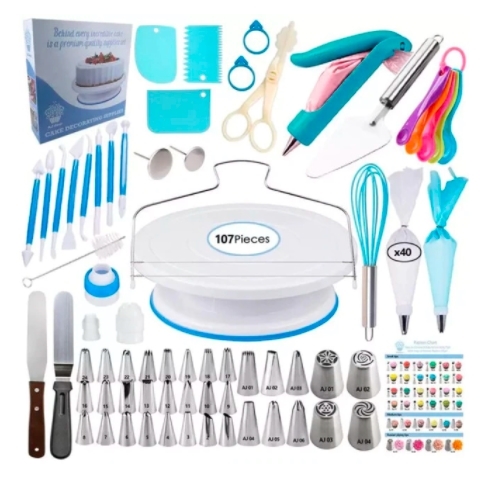 ベーキングツール,107個のセット,焦げ付き防止スイベルソケット,キッチンフォンダン用拍卖
