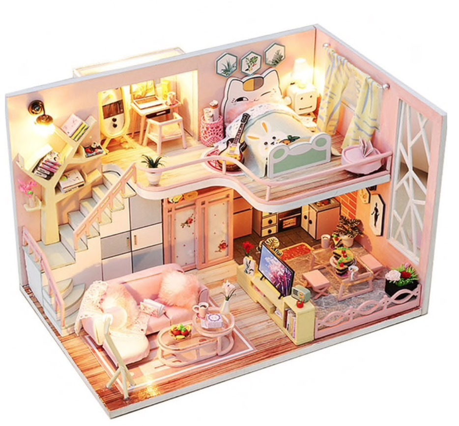 Diyドールハウスミニチュアドールハウス家具木造住宅でminiaturasおもちゃ子供のための新年クリスマスギフトc & m 10拍卖