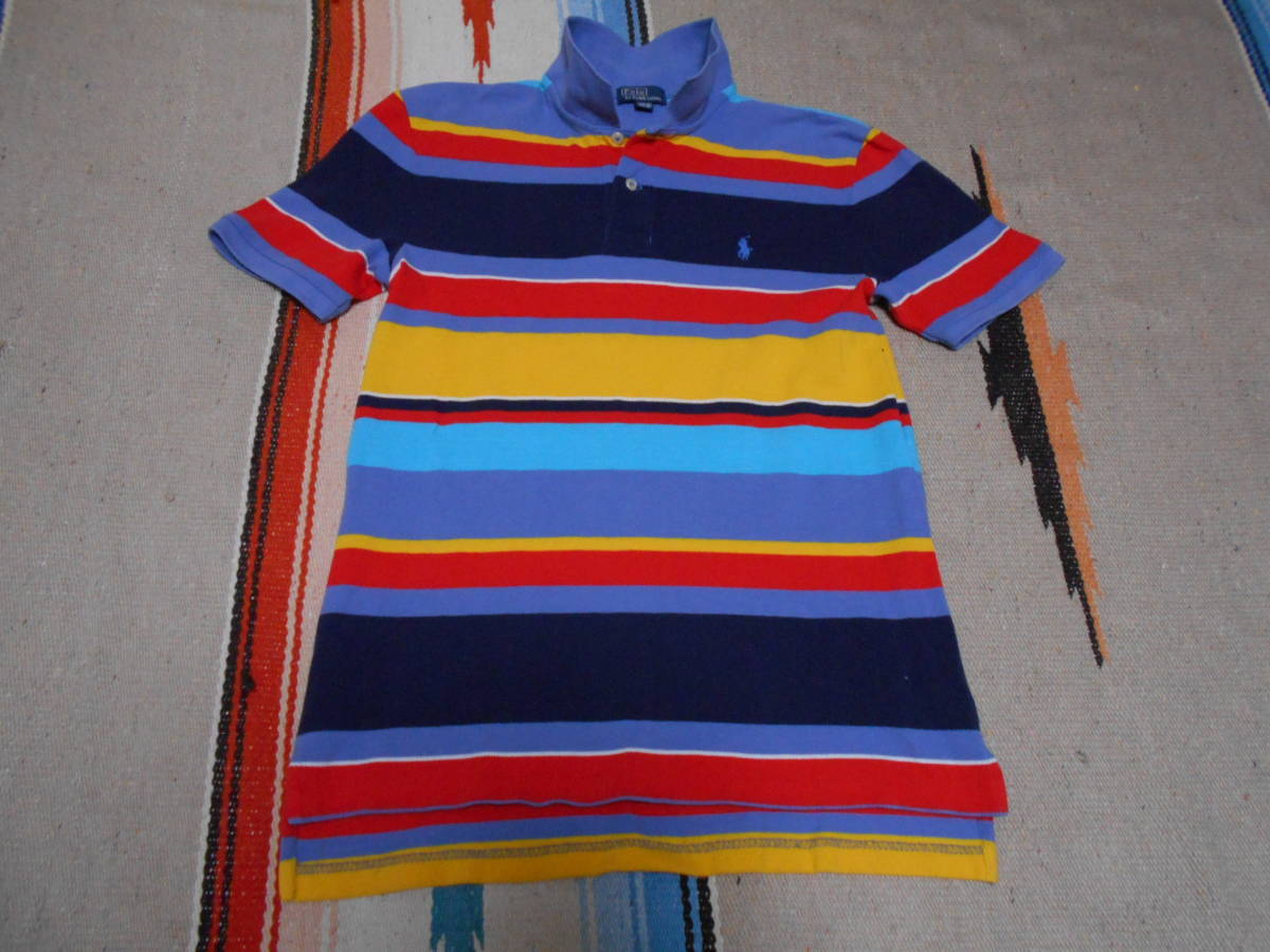 POLO Ralph Laurenラルフローレン コットン100% 鹿の子 ポロシャツ 好配色ボーダー テニス フットボール TENNIS HIPHOP RAP SKATEBOARD拍卖
