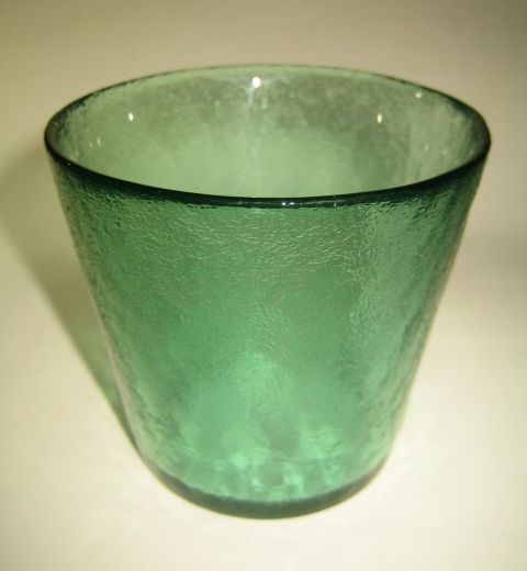 レア レトロ 美品★ブルー ガラスコップ 吹きガラス グラス 厚手 槌目模様 コップ タンブラー 高さ約7.8cm 1客★ 拍卖