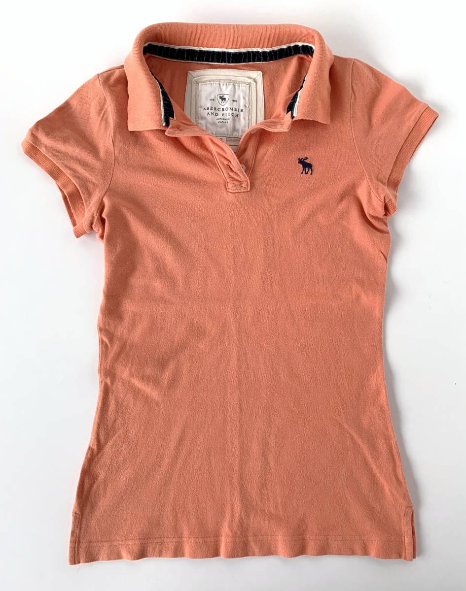 ★送料無料 美品 Abercrombie&Fitch アバクロンビー&フィッチ トップス 半袖ポロシャツ Mサイズ オレンジ レディース 女性用 アバクロ 本物拍卖