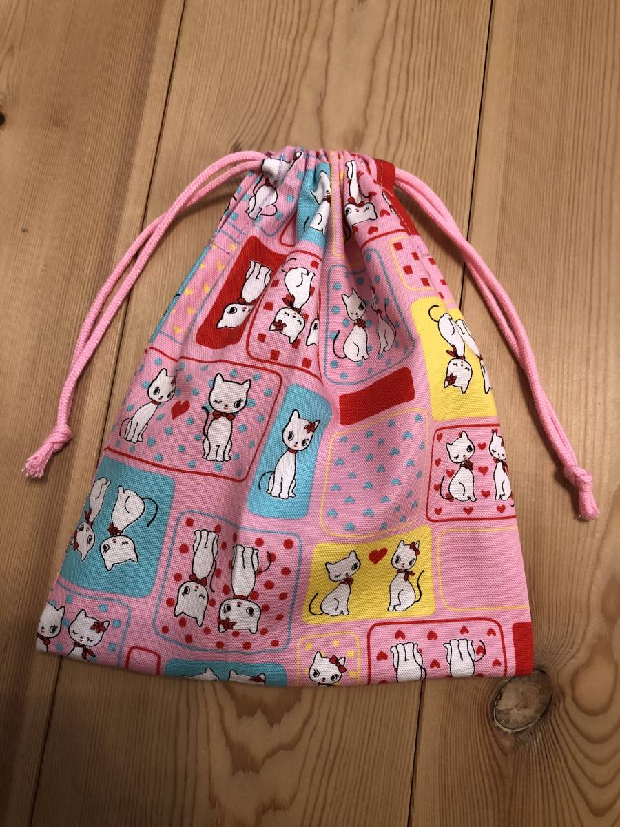 猫カップル 巾着袋(給食袋) ハンドメイド拍卖