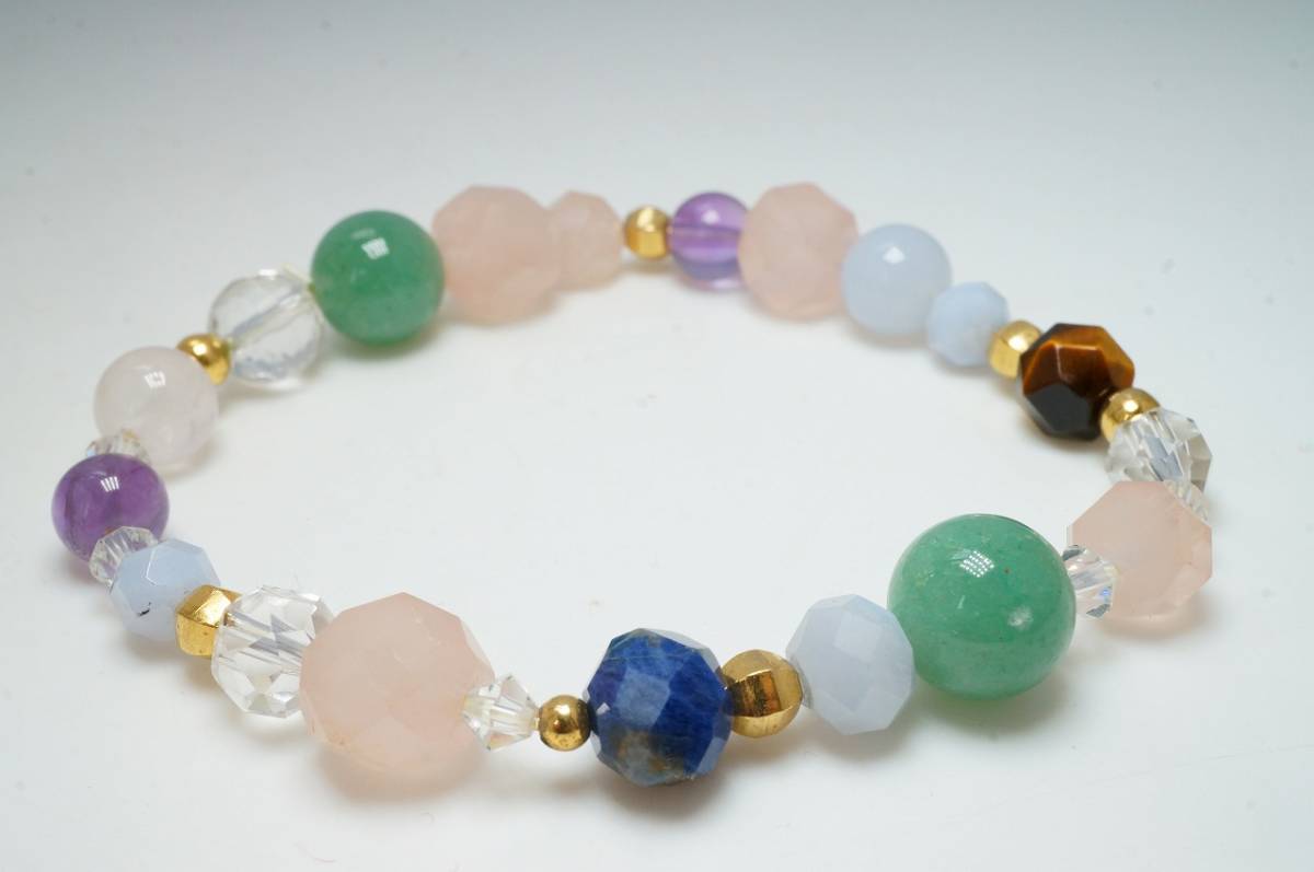 希少【特別価格5000円スタート!】甲府で研磨した優美で繊細カットの天然原石を使用したデザインブレスレット④拍卖