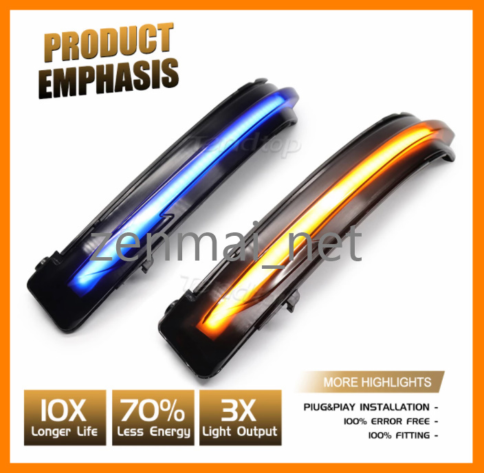 R195 日産エクストレイル/キャッシュカイ/ムラーノ/ナバラ ドアミラー用シーケンシャル流れるウィンカー ブルーイルミ&イエロー 拍卖