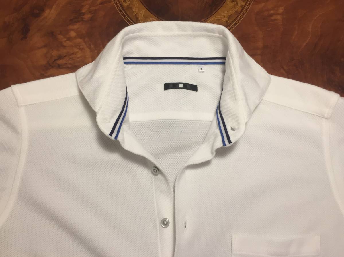 美品 Suit Select スーツセレクト・ニットドレスシャツ・S・ホワイト・伸縮性抜群・送料230円拍卖