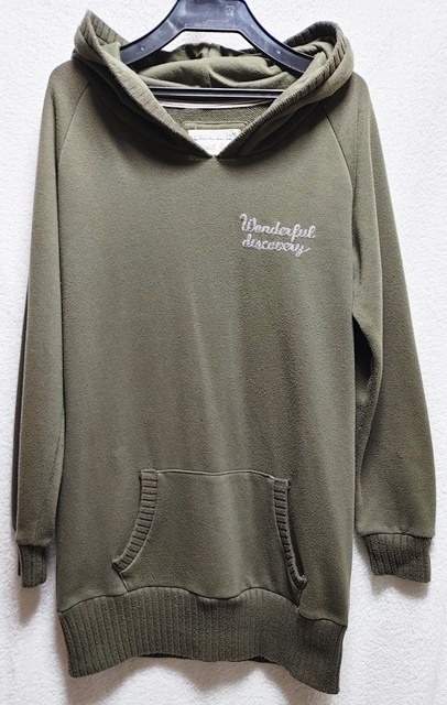 Mサイズ AVAIL Jean 長袖 パーカー フード トレーナー 丈長め モスグリーン拍卖